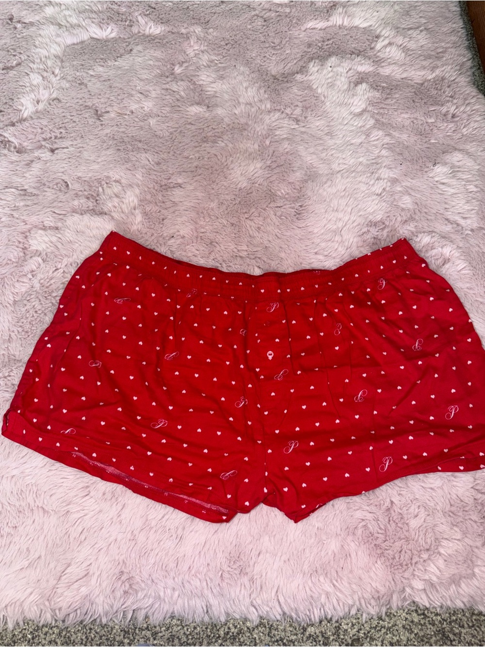 PINK Women’s Red Heart-Print Cotton Sleep Shorts